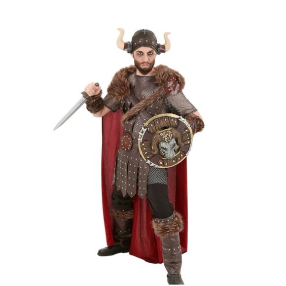 Viking Warrior Fun Costume Cosplay Halloween Theatre Adult Men’s 2XL EUC - Picture 1 of 10